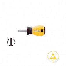 Wiha SoftFinish® ESD Slotted Screwdriver Stubby - Dissipative Handle, ESD-Safe - 4.0 mm - 32151
